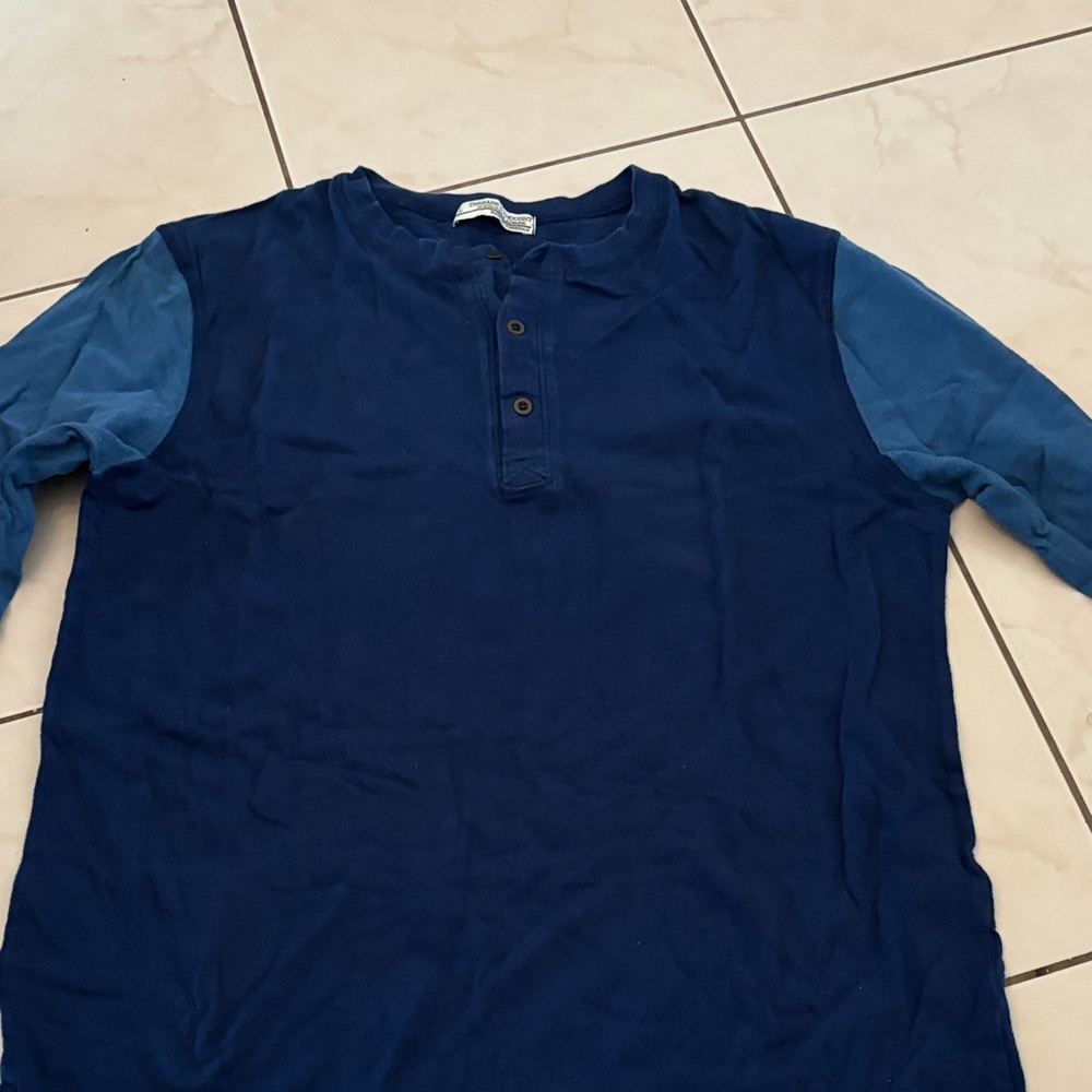 Blue Long Sleeve Henley Shirt